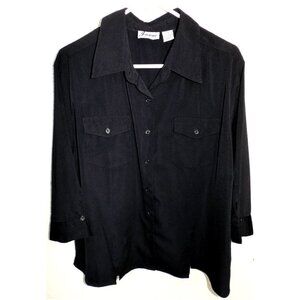 Joanna Petite PXL black long sleeve button up collared shirt
